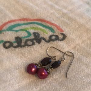 Freshwater pearl and rhinestone earrings